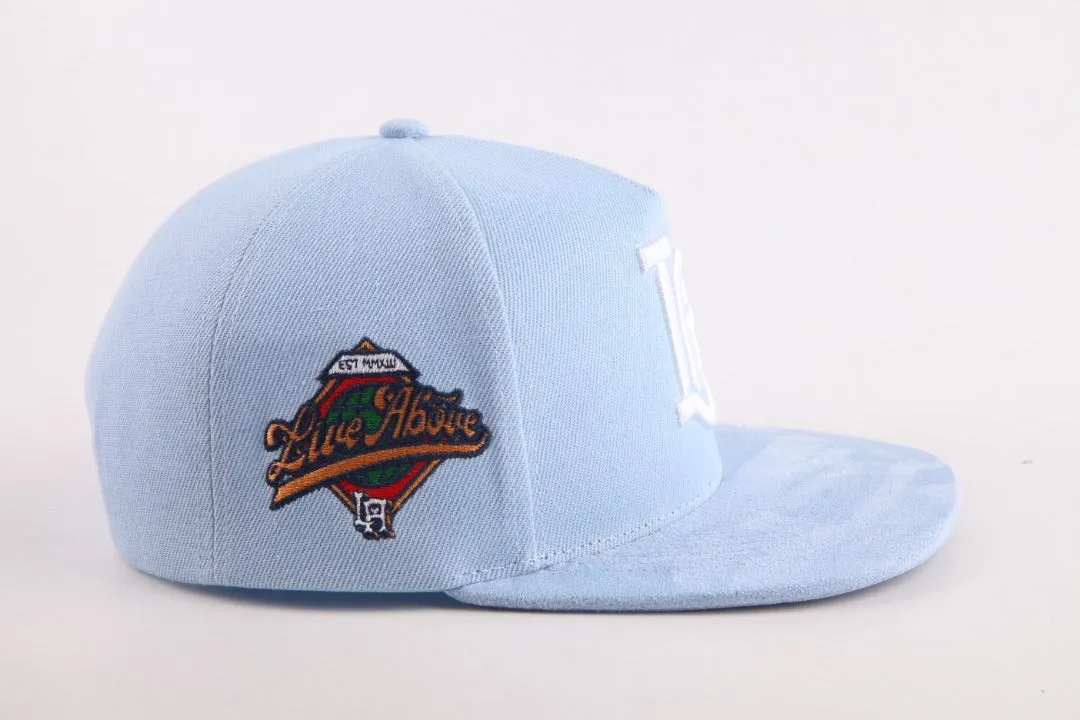 LA World Series Snapback- Carolina Blue Suede