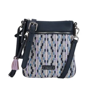 Madhu Woven Panel Slim Xbody Handbag - Navy