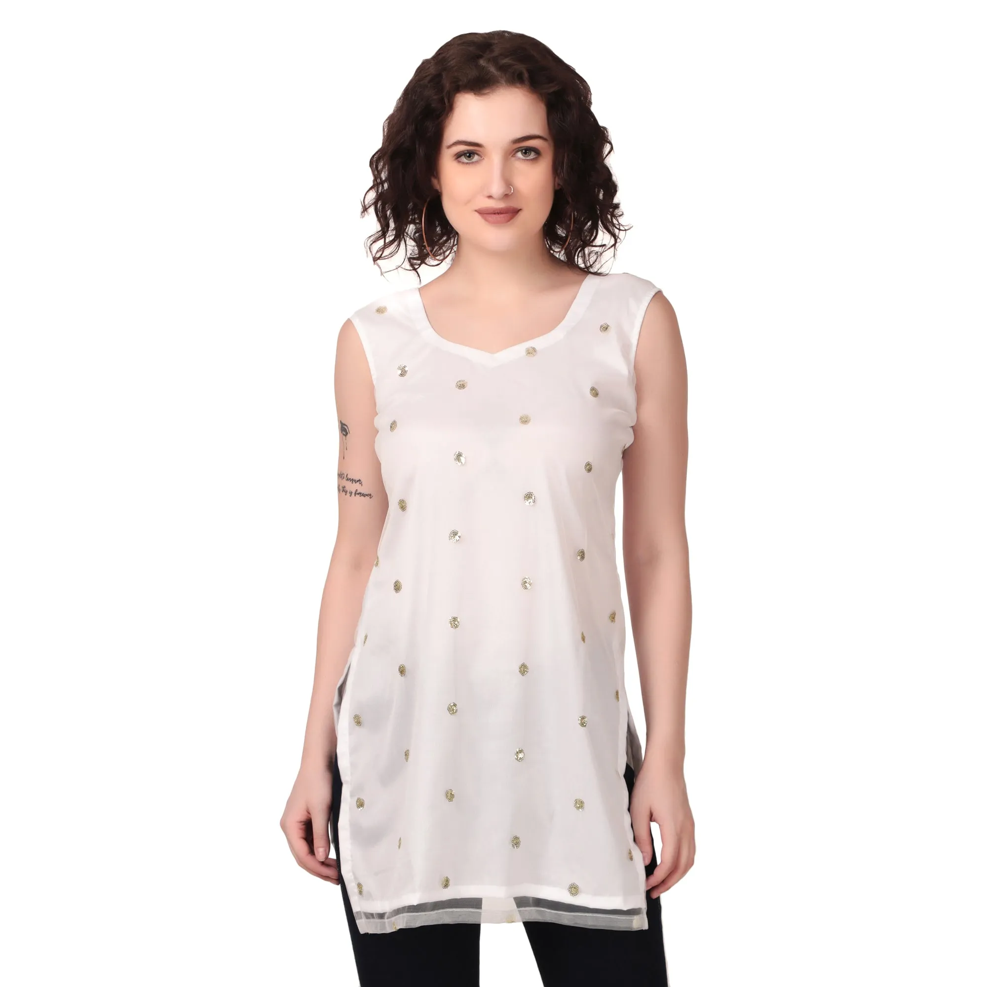 Magnetism white Short Kurti for Women