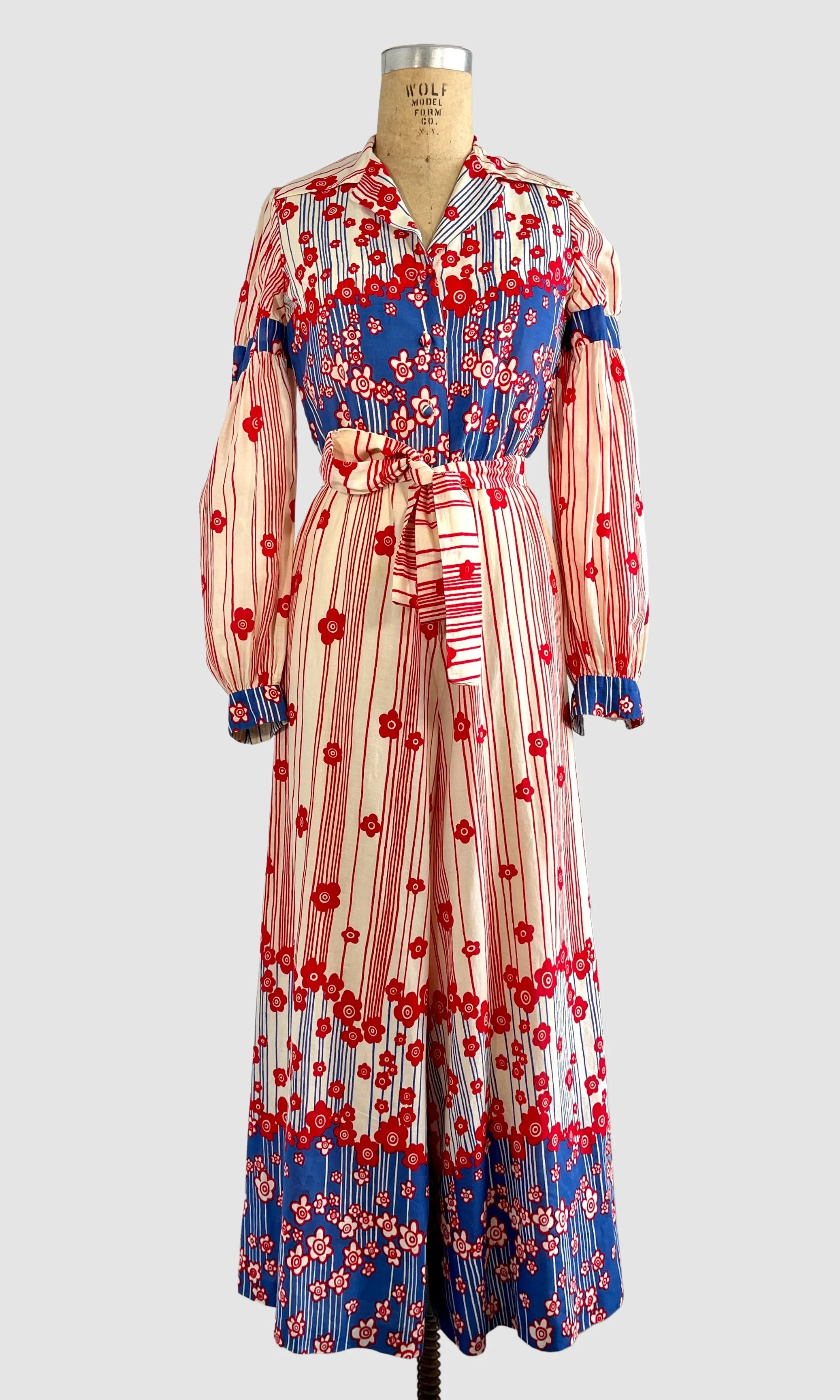 MALCOLM STARR 60s Flower Power Palazzo Pant Jumpsuit  Sm Med