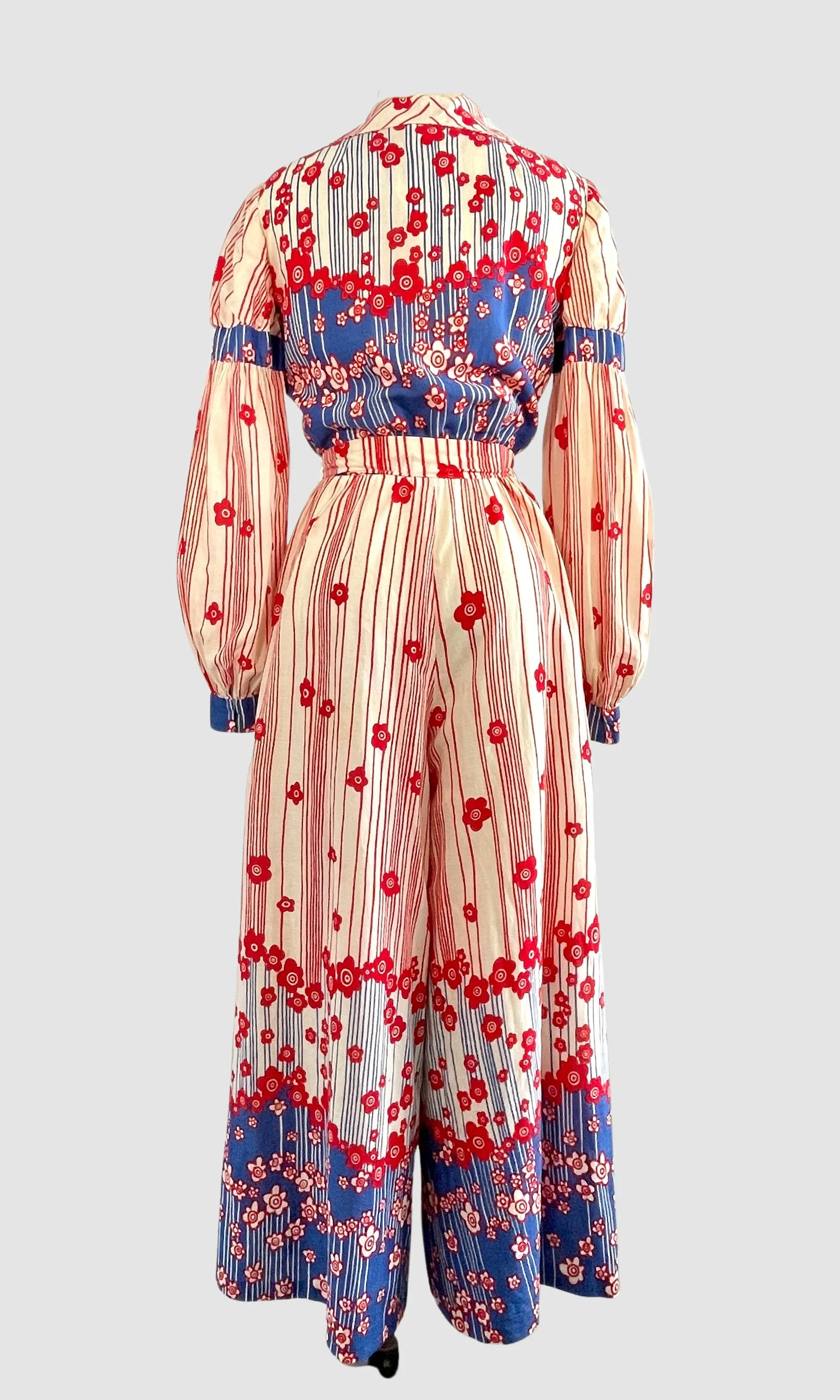 MALCOLM STARR 60s Flower Power Palazzo Pant Jumpsuit  Sm Med