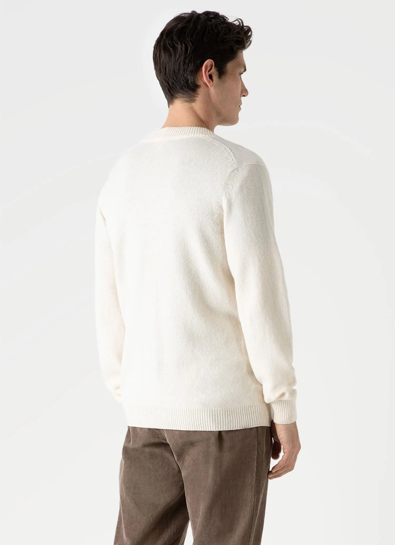 Men's Lambswool Cardigan in Ecru