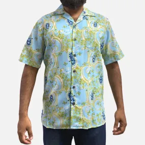 Mens Turquoise Short Sleeve Open Neck Shirt | Classic Fit | Clearance | M