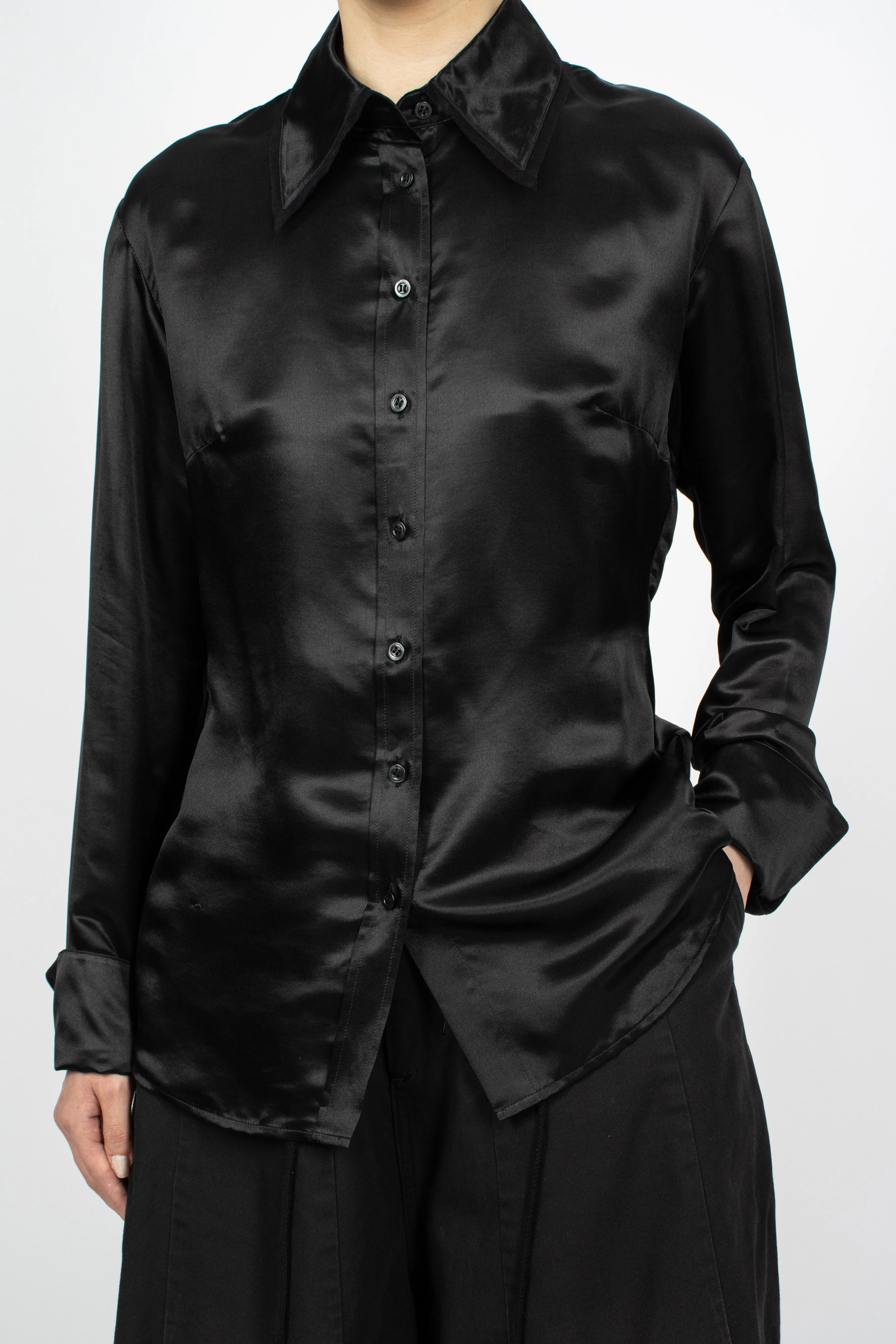 Mesh Collar Blouse Black