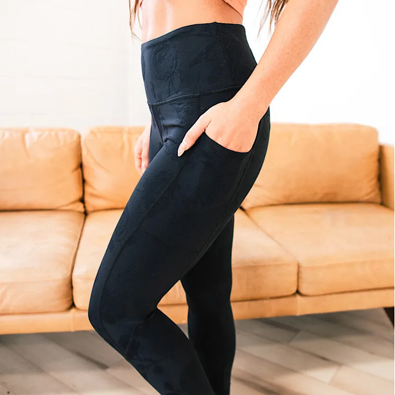 Mono B High Waist Panel Leggings - Black Rose