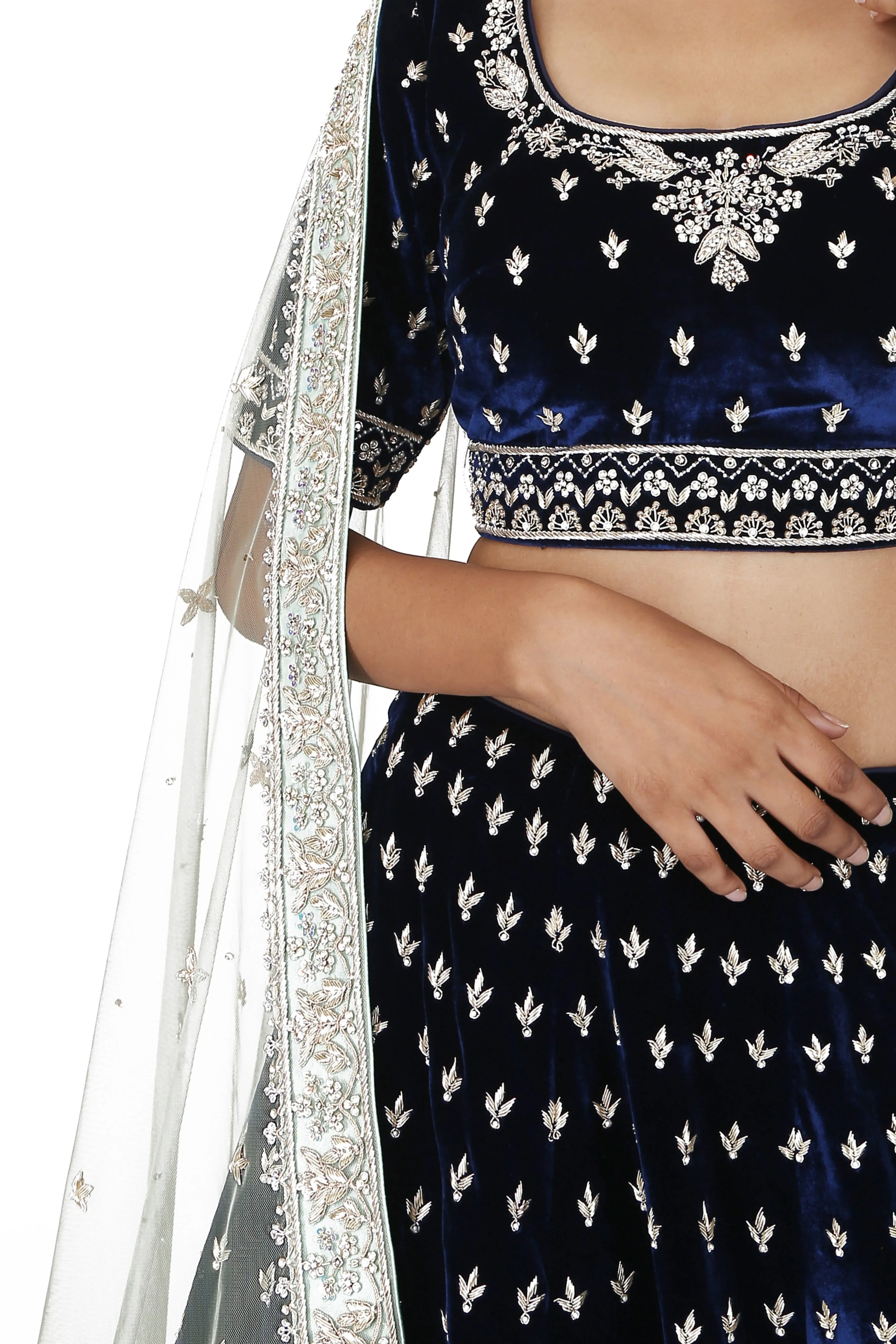 Mughal Navy Blue Lehenga Set.