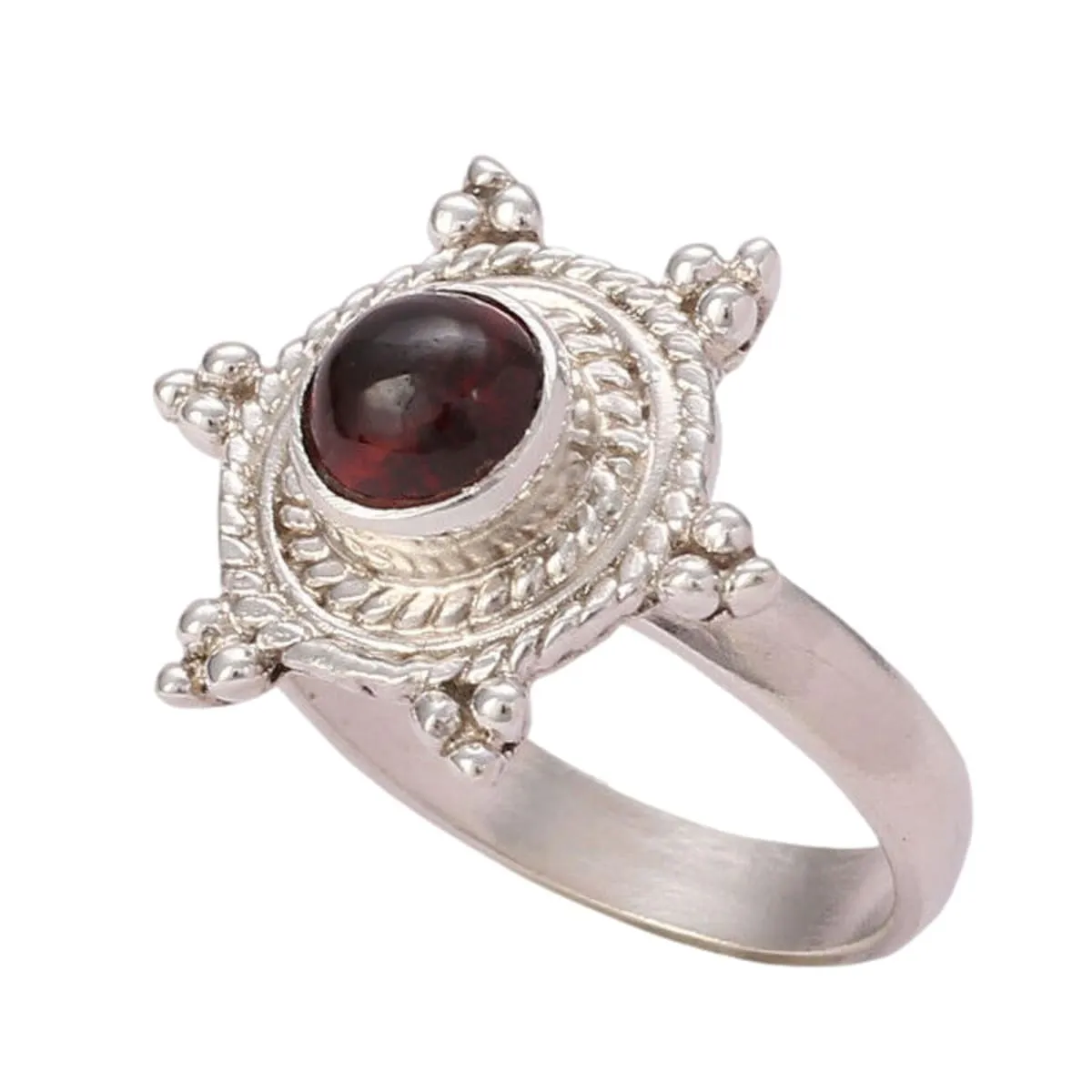 Navya Craft Garnet Silver Ring 925 Solid Sterling Silver Handmade Jewelry