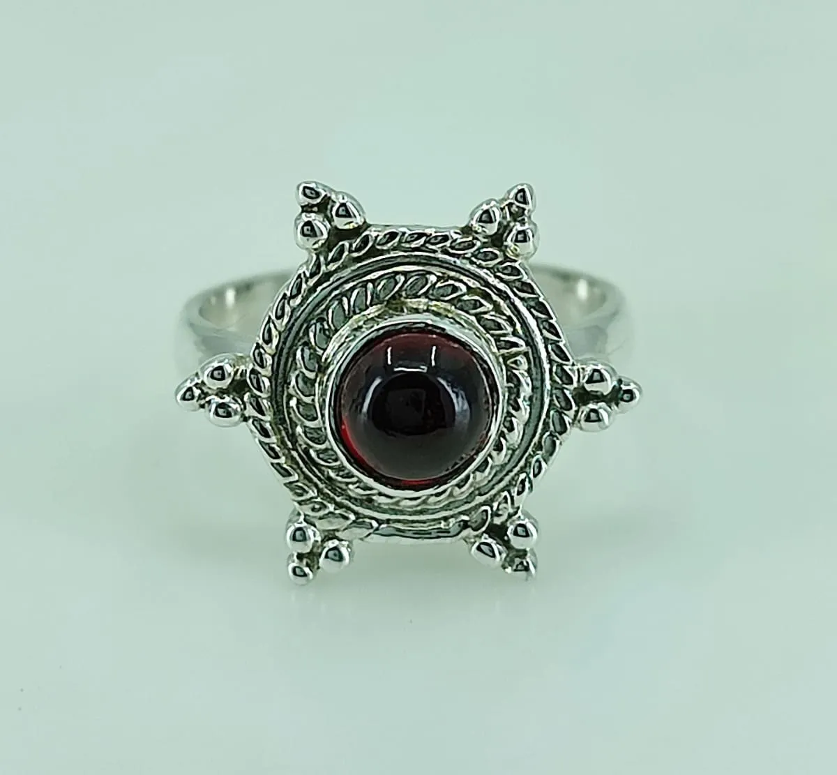 Navya Craft Garnet Silver Ring 925 Solid Sterling Silver Handmade Jewelry