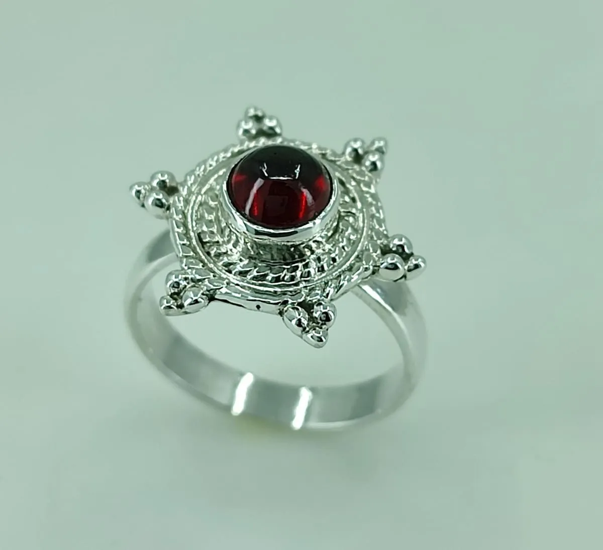 Navya Craft Garnet Silver Ring 925 Solid Sterling Silver Handmade Jewelry