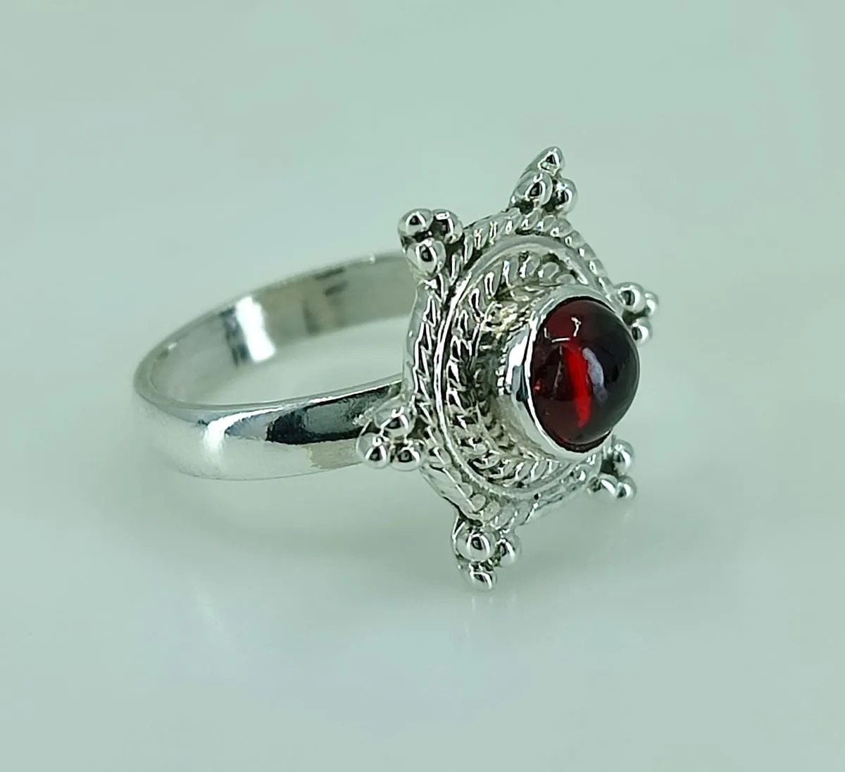 Navya Craft Garnet Silver Ring 925 Solid Sterling Silver Handmade Jewelry