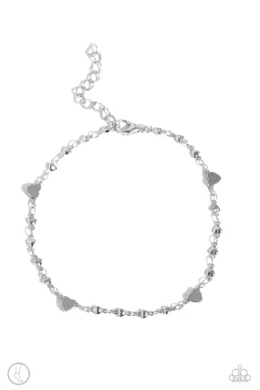 Paparazzi Highlighting My Heart Silver Anklet Bracelet