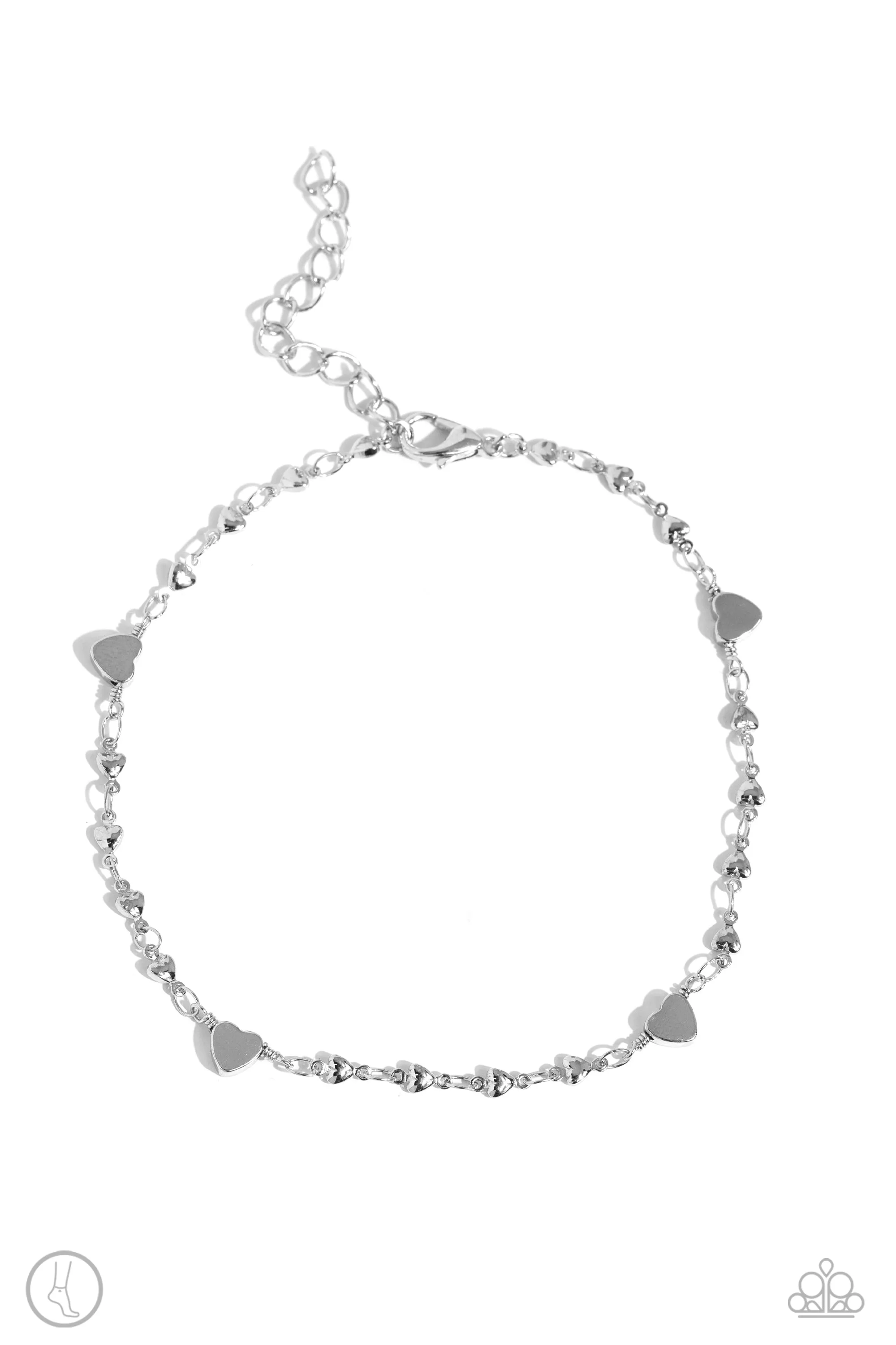 Paparazzi Highlighting My Heart Silver Anklet Bracelet