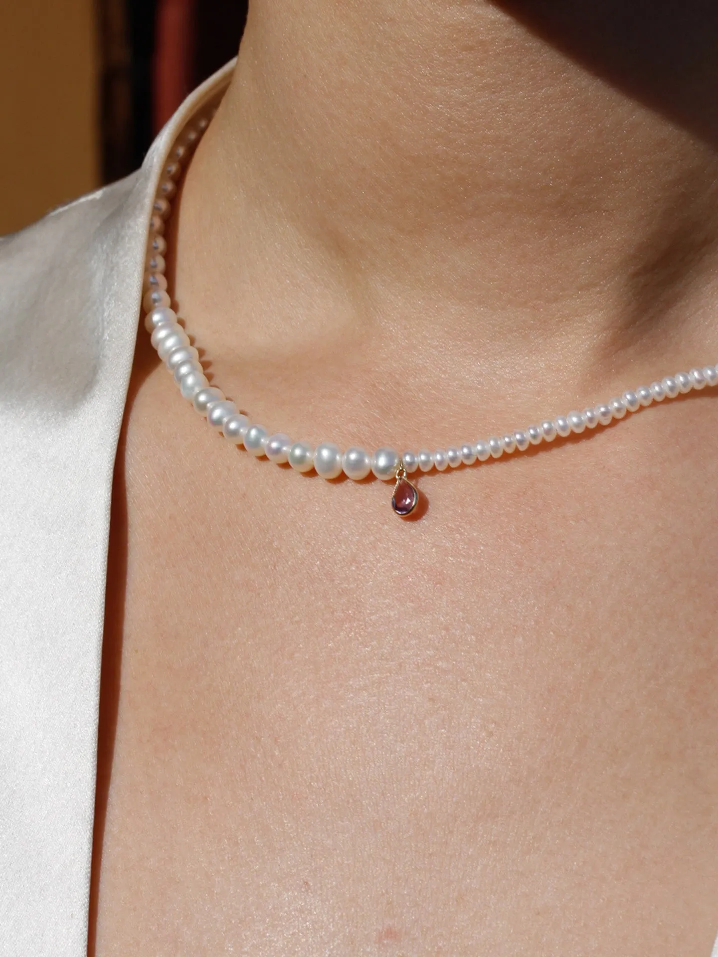 Pearl Gem Drop Necklace