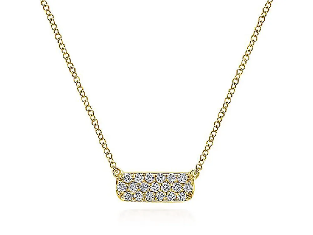 Petite Diamond Bar Necklace in Yellow Gold