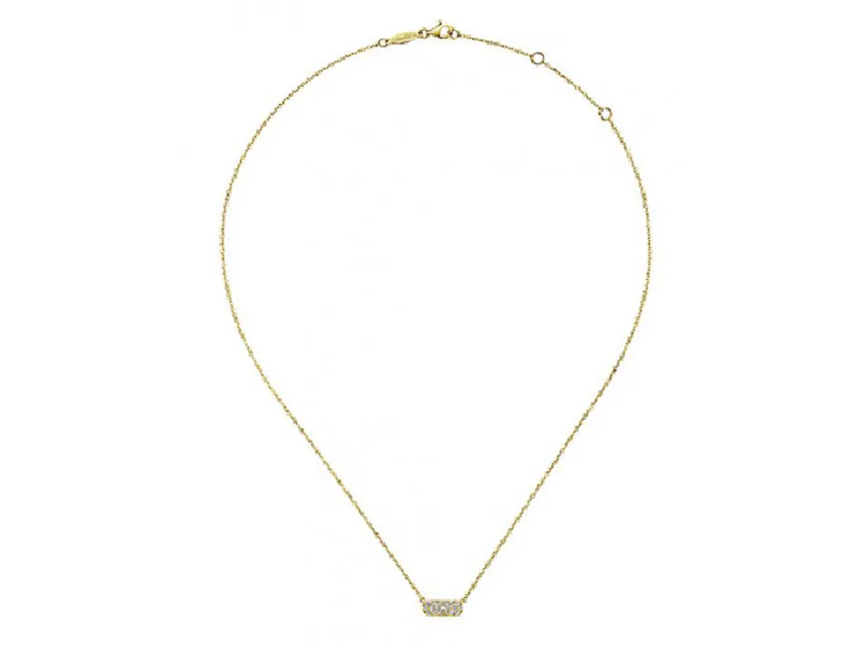 Petite Diamond Bar Necklace in Yellow Gold