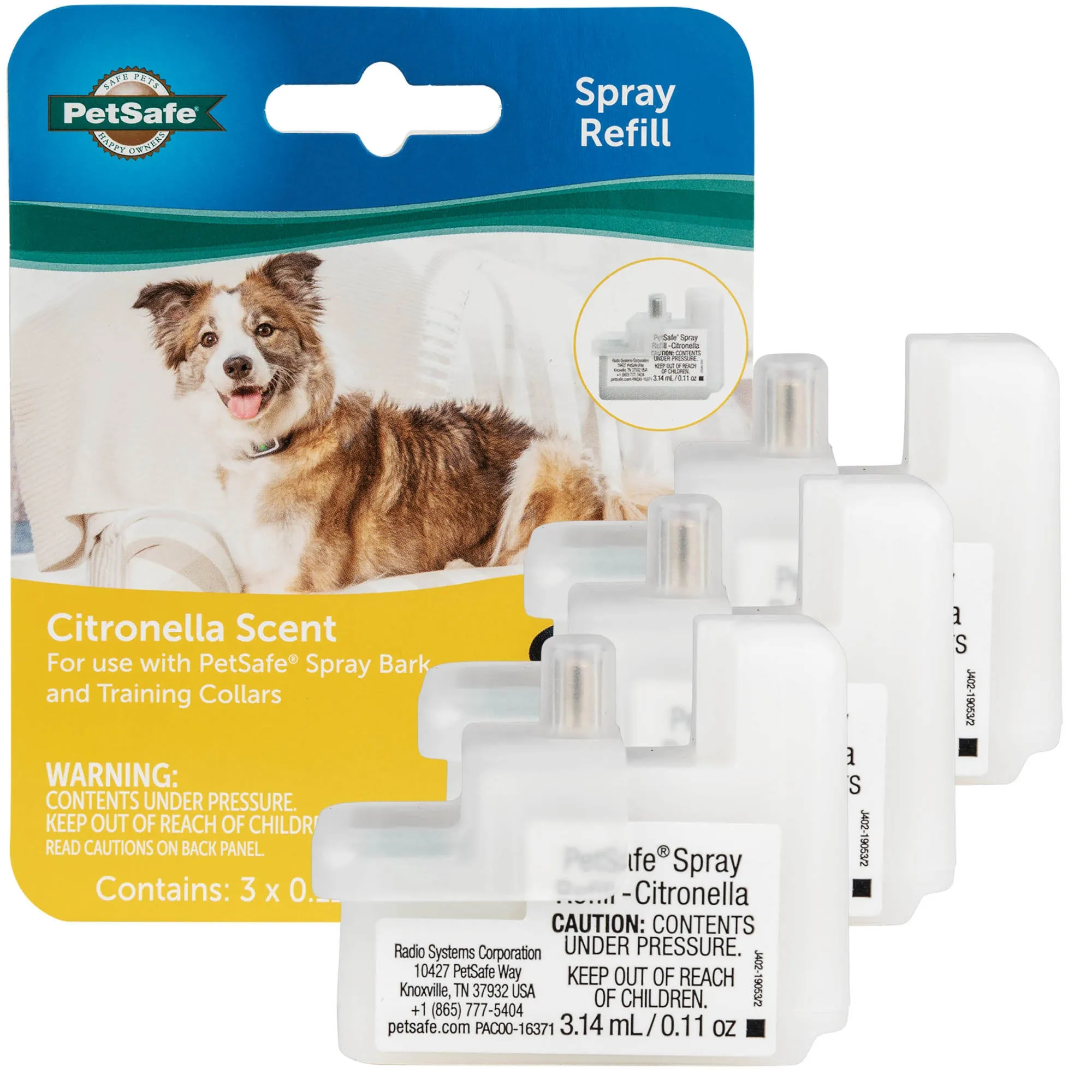 PetSafe Spray Refill Cartridge, Citronella, 3-Pack