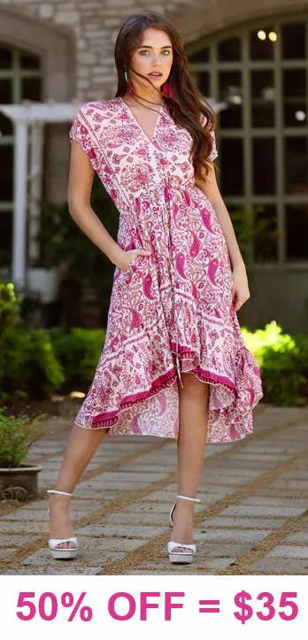 Pink Paisley high low dress