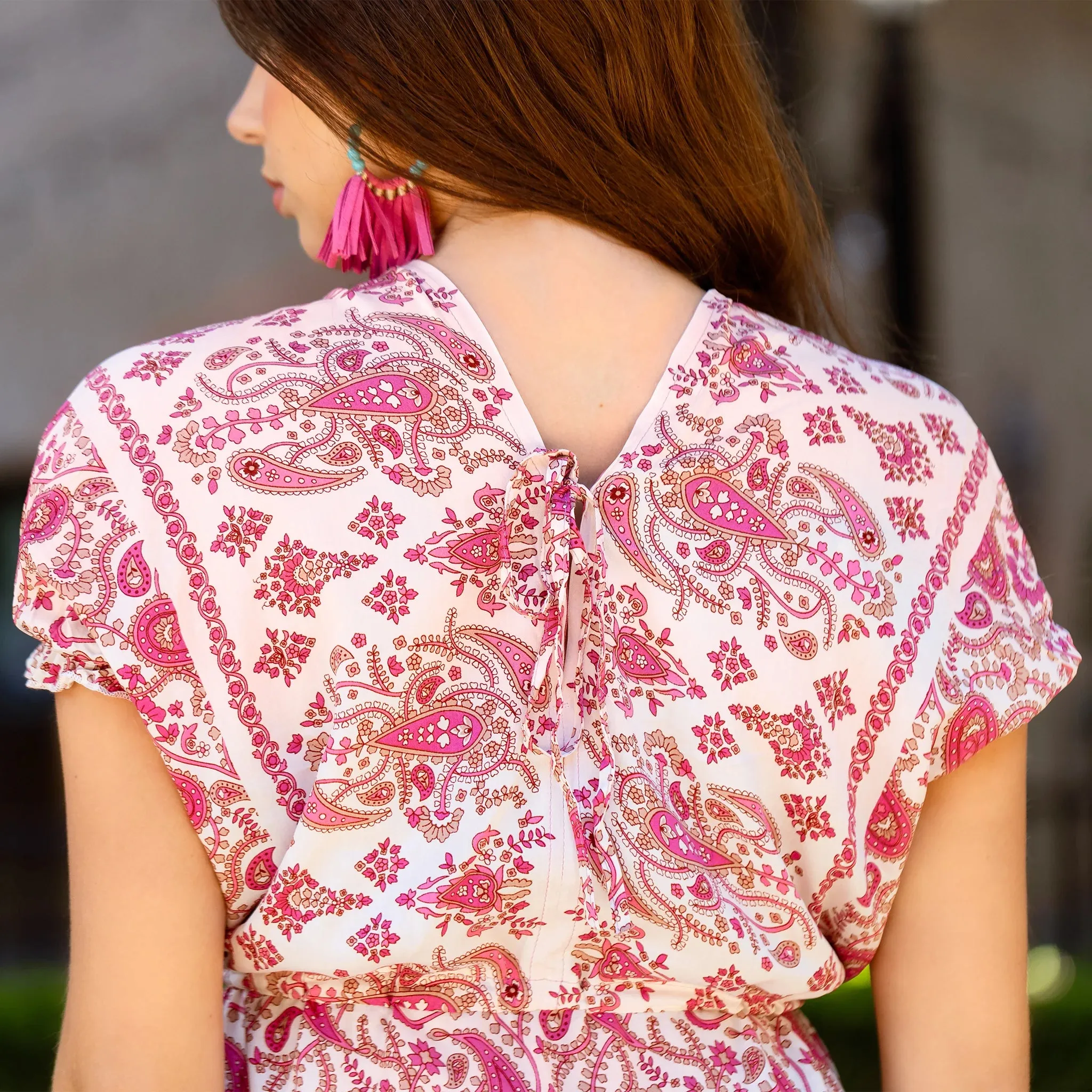 Pink Paisley high low dress