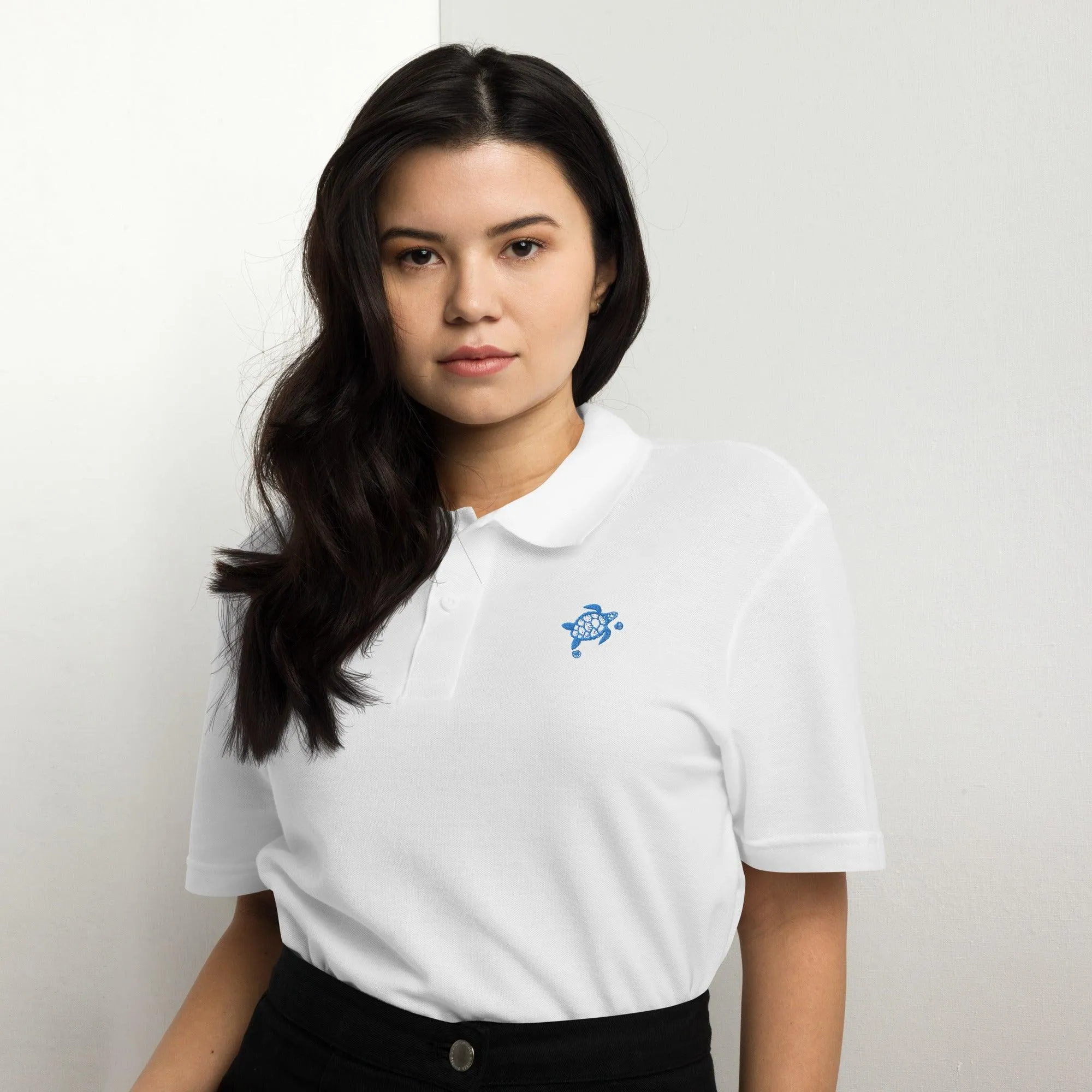 Pique Polo Shirt sea turtle embroidered