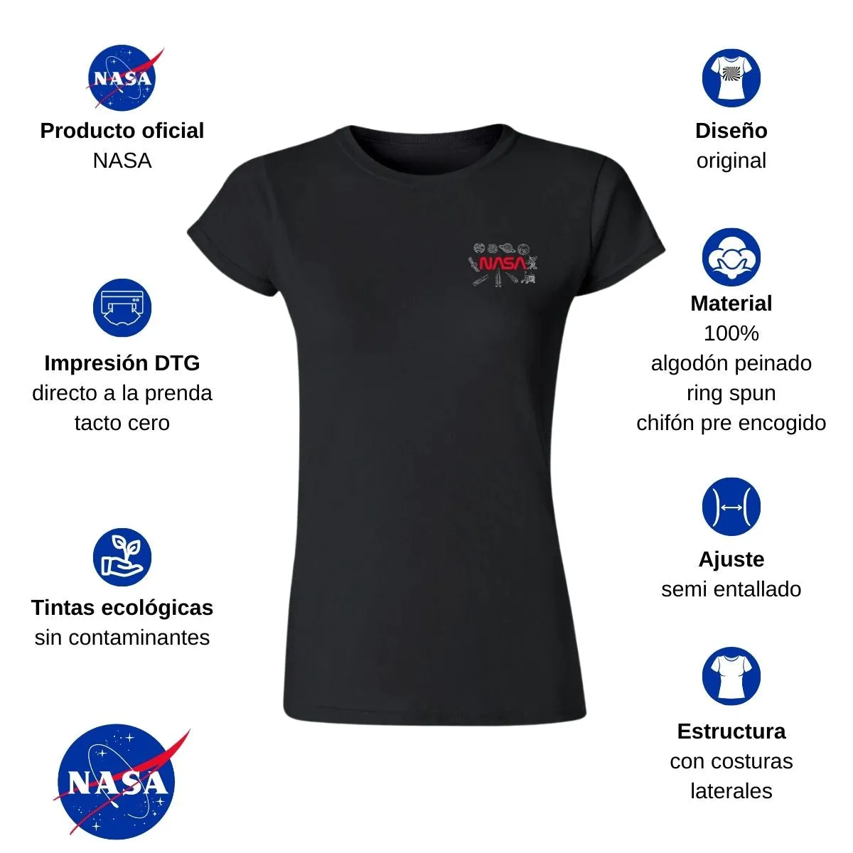 Playera Deportiva Mujer Nasa Cohete Espacial Escudo