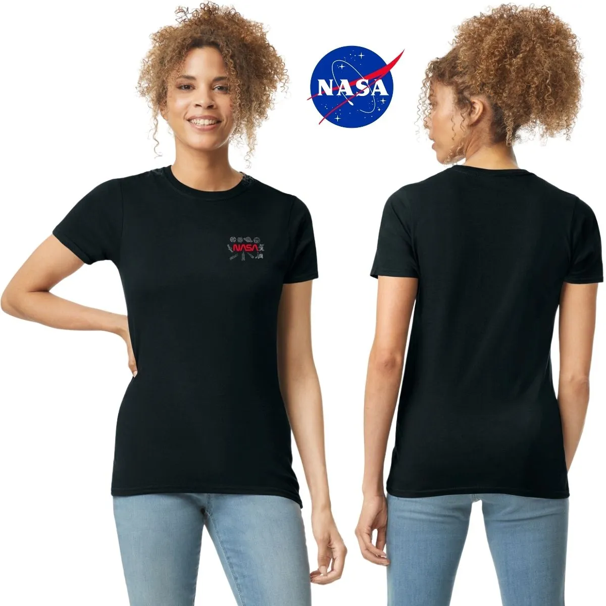 Playera Deportiva Mujer Nasa Cohete Espacial Escudo