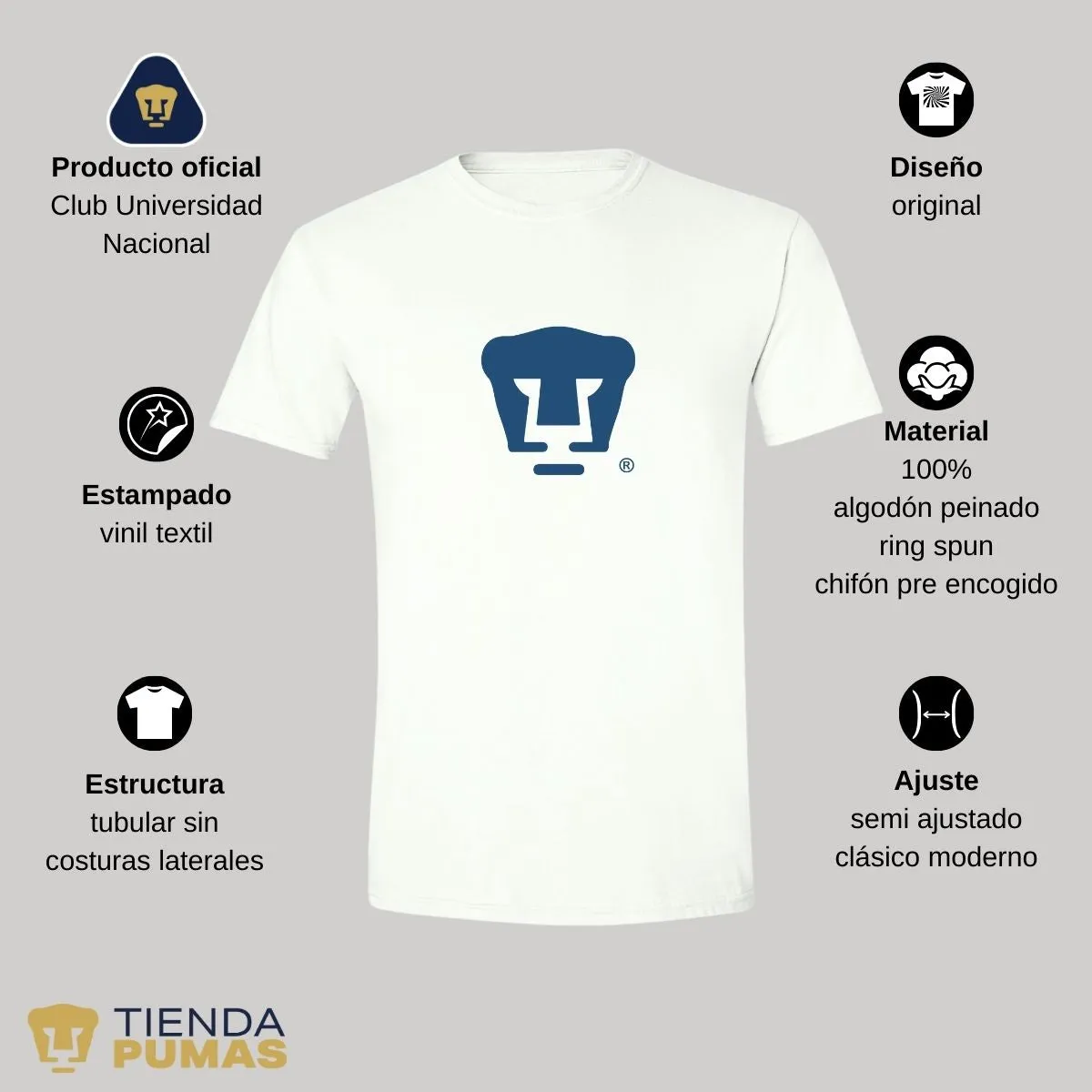 Playera Hombre Pumas UNAM Azul Logo Vinil