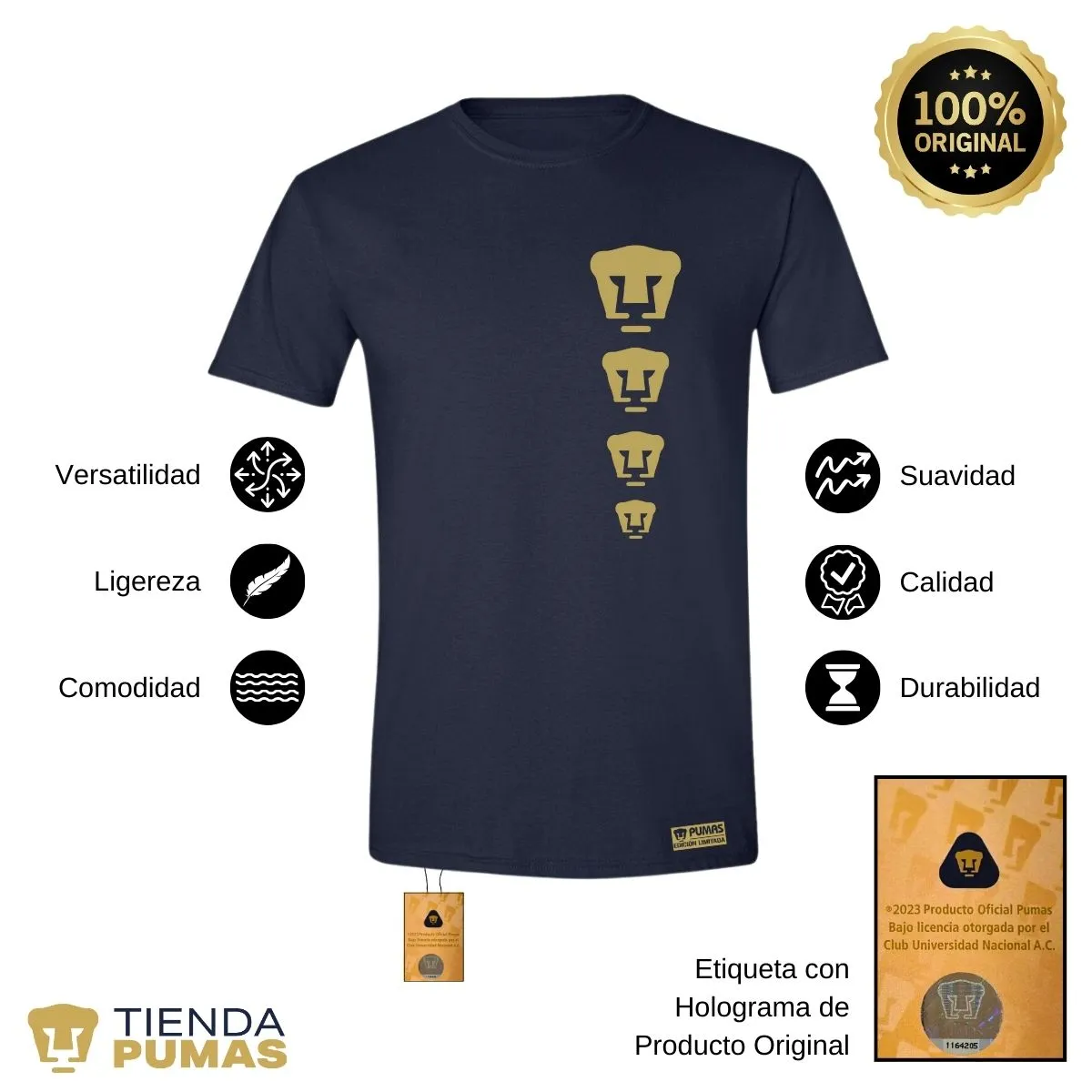 Playera Hombre Pumas UNAM Edición Limitada 3 Vinil