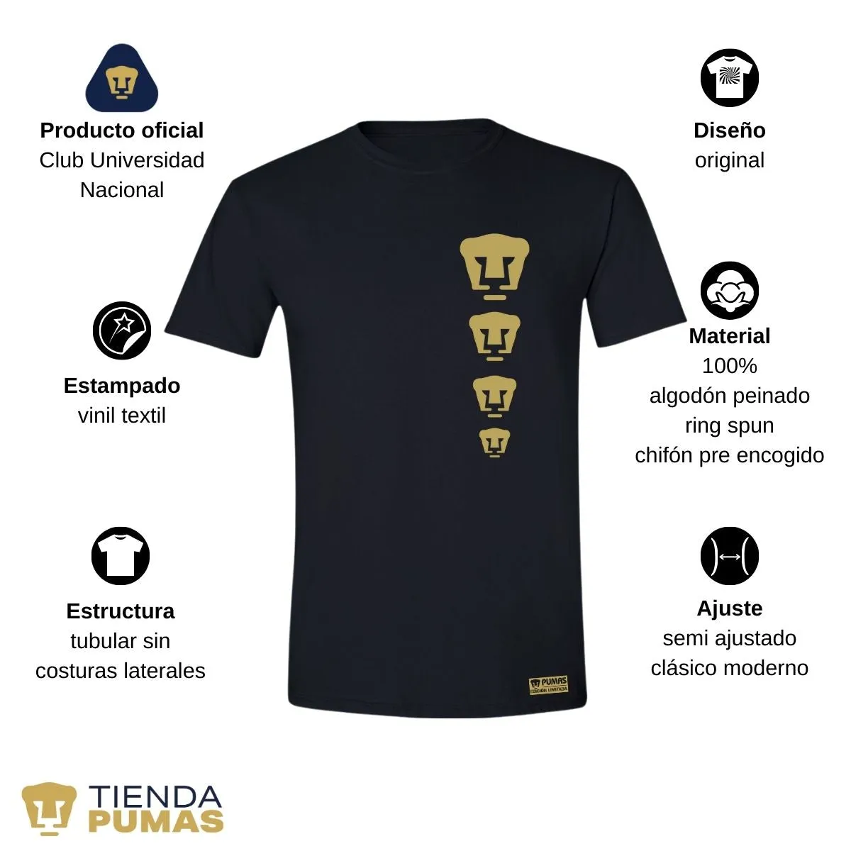 Playera Hombre Pumas UNAM Edición Limitada 3 Vinil