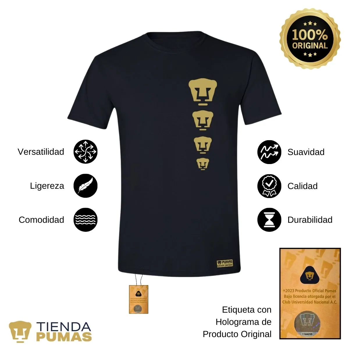 Playera Hombre Pumas UNAM Edición Limitada 3 Vinil