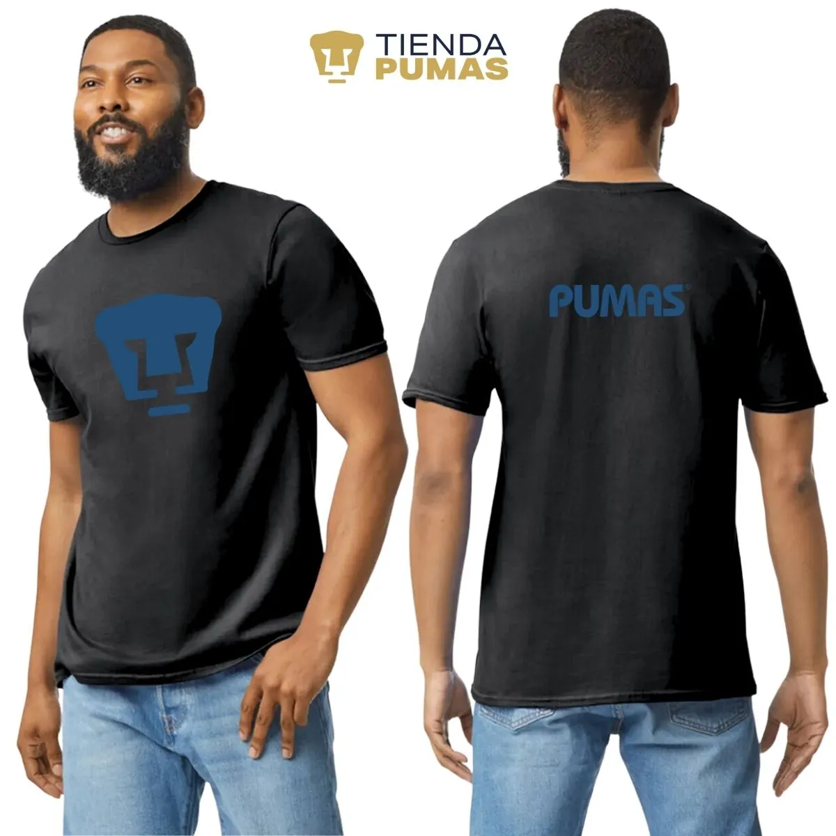 Playera Hombre Pumas UNAM Logo Azul Vinil