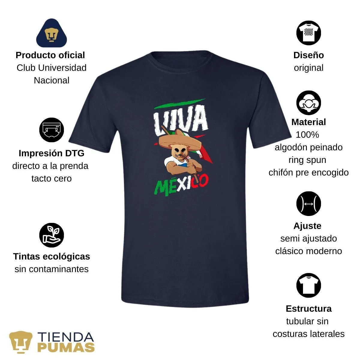 Playera Hombre Pumas UNAM Viva México