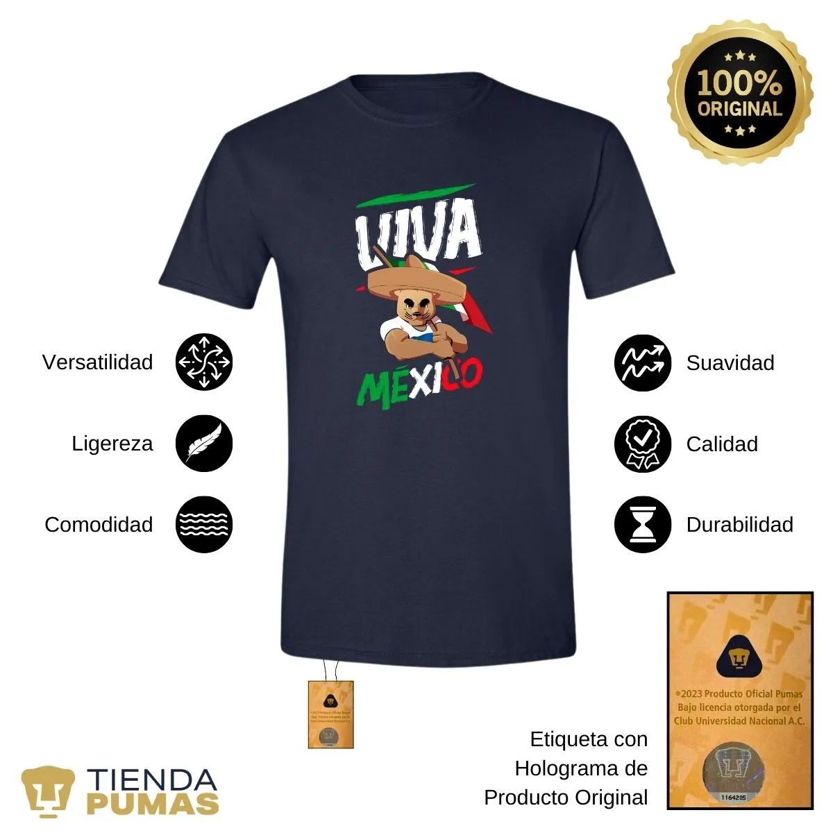 Playera Hombre Pumas UNAM Viva México