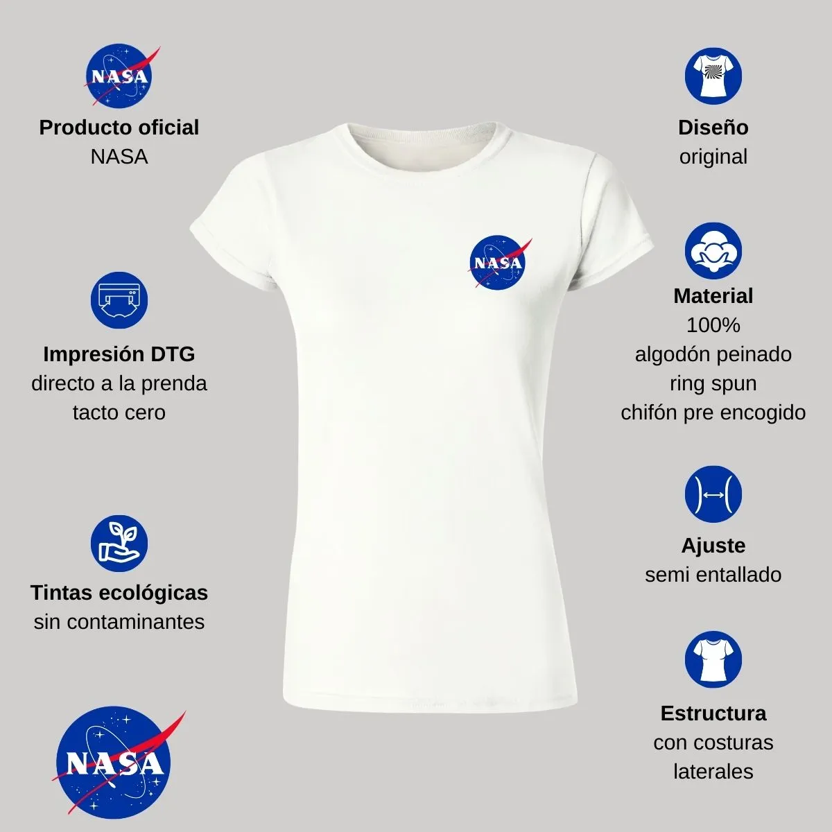 Playera Mujer Nasa Logo Espacial Escudo