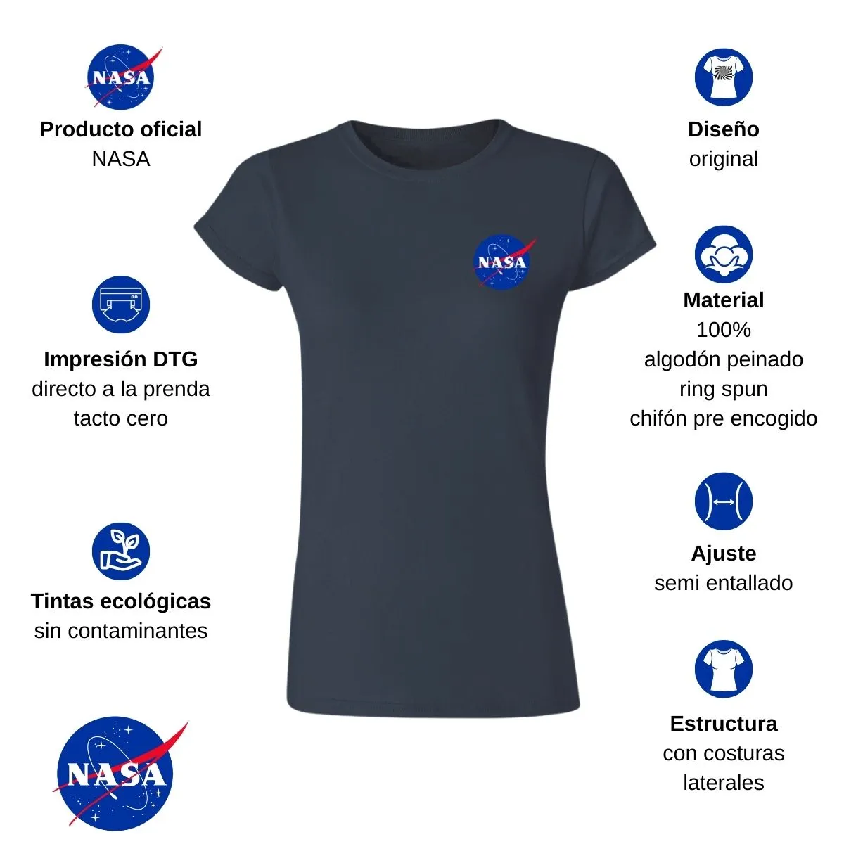 Playera Mujer Nasa Logo Espacial Escudo