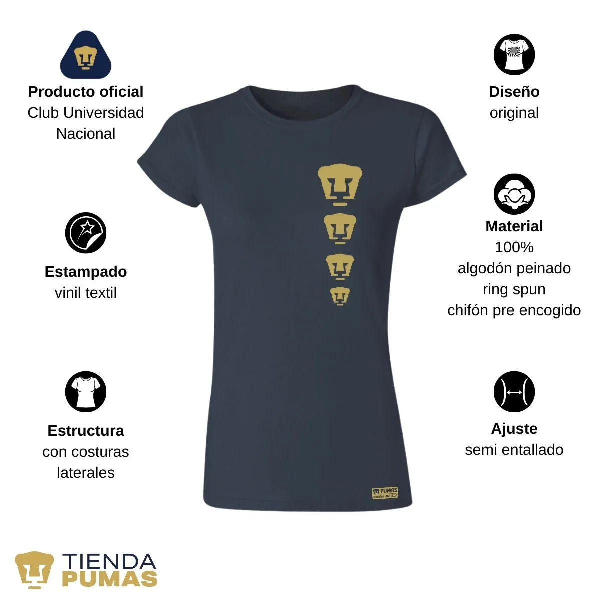 Playera Mujer Pumas UNAM Edición Limitada 3 Vinil