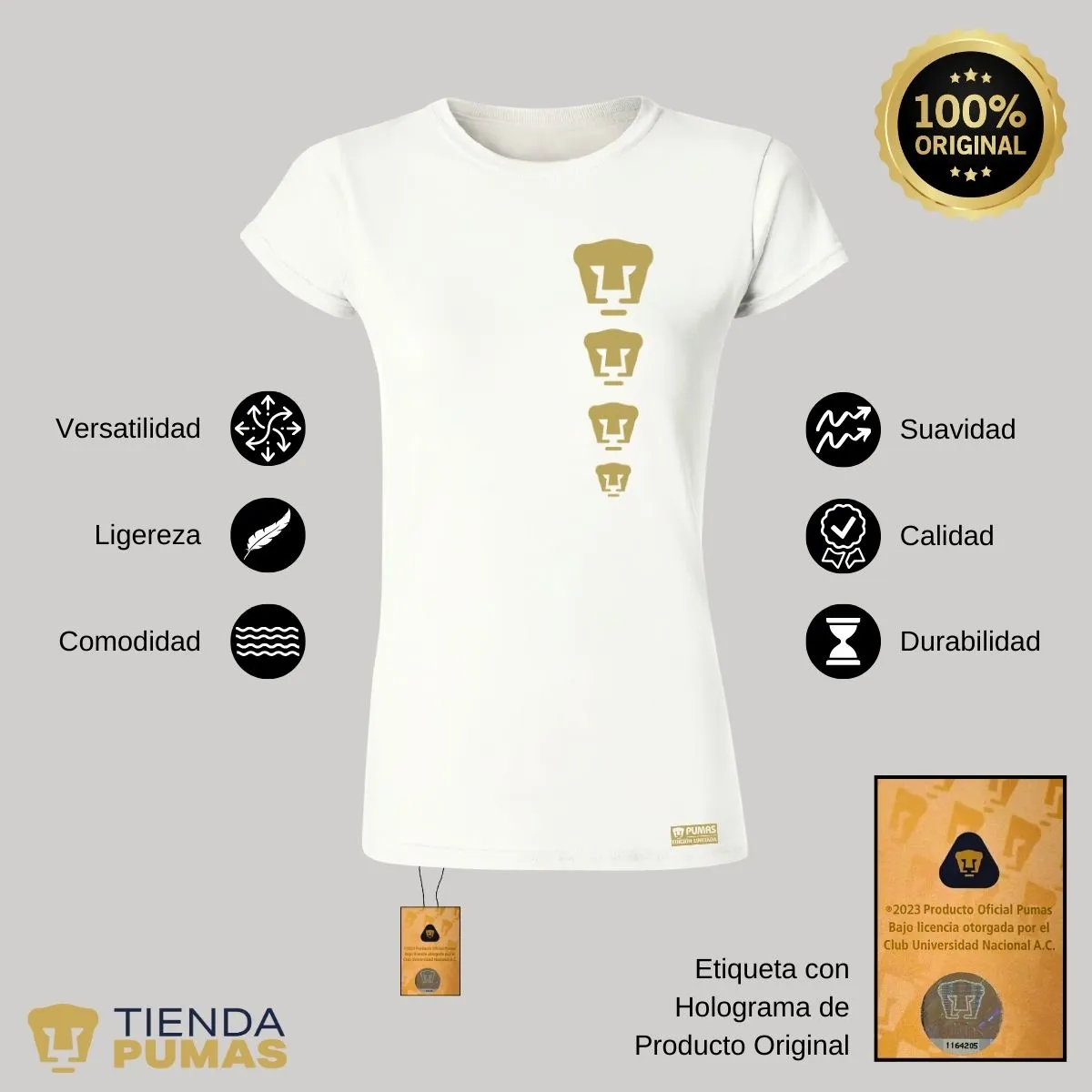 Playera Mujer Pumas UNAM Edición Limitada 3 Vinil