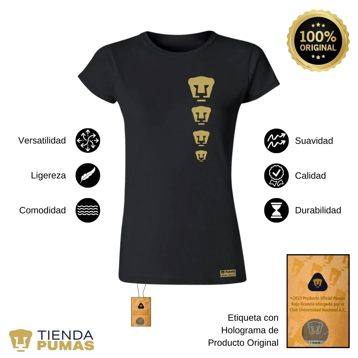 Playera Mujer Pumas UNAM Edición Limitada 3 Vinil