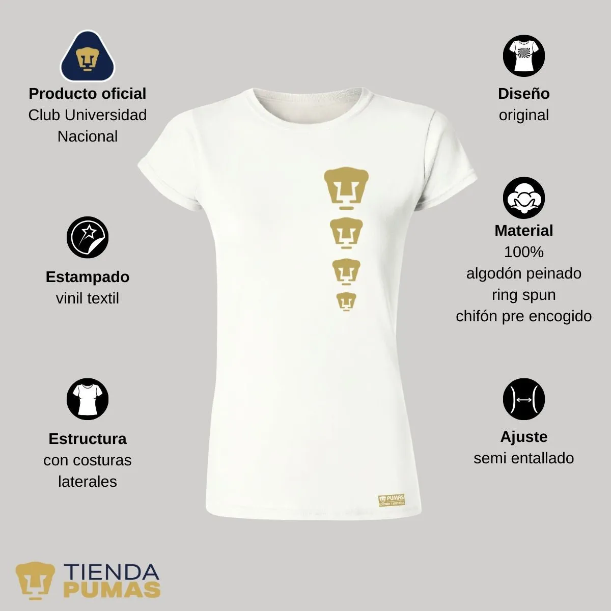 Playera Mujer Pumas UNAM Edición Limitada 3 Vinil