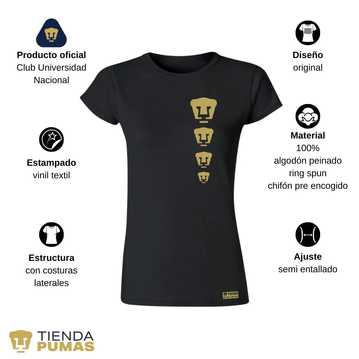 Playera Mujer Pumas UNAM Edición Limitada 3 Vinil