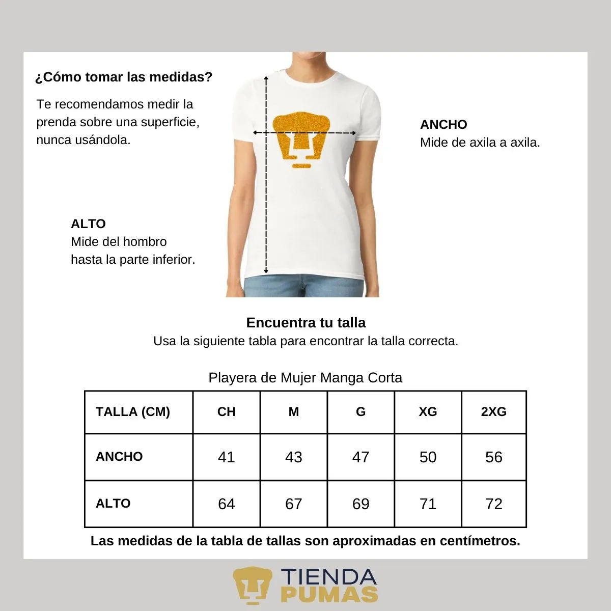 Playera Mujer Pumas UNAM Logo Dorado Glitter