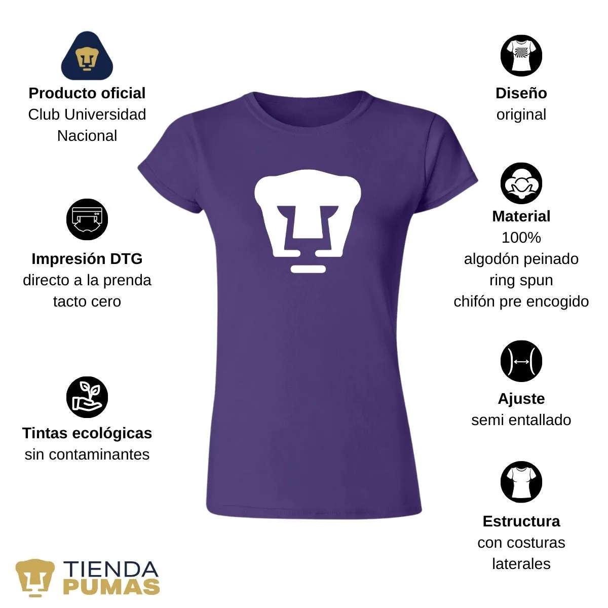 Playera Mujer Pumas UNAM Logo Día De La Mujer