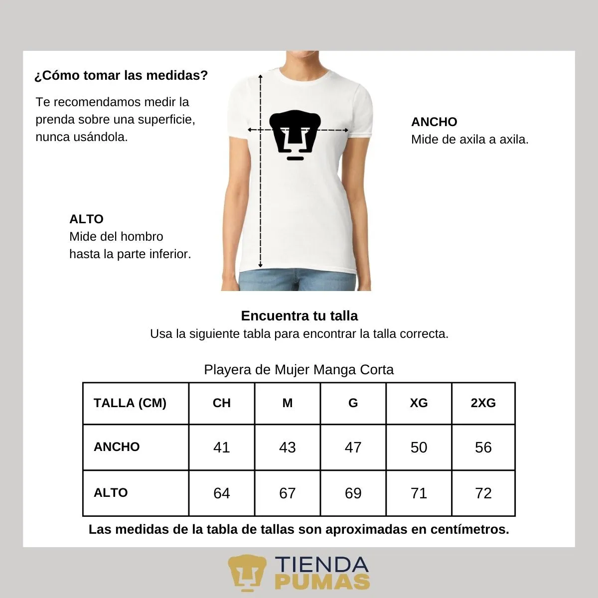 Playera Mujer Pumas UNAM Logo Monocromatico Vinil