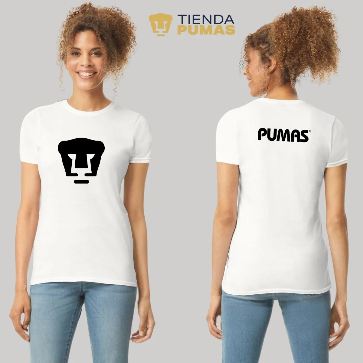 Playera Mujer Pumas UNAM Logo Monocromatico Vinil