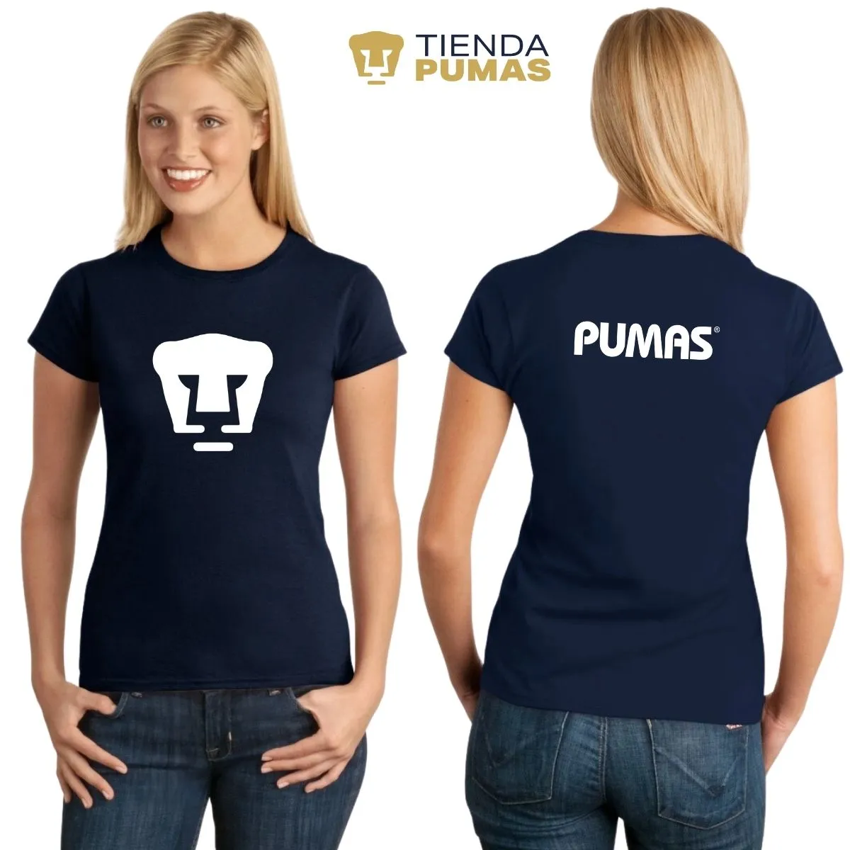 Playera Mujer Pumas UNAM Logo Monocromatico Vinil