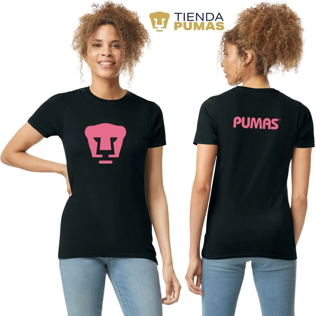 Playera Mujer Pumas UNAM Logo Rosa Vinil