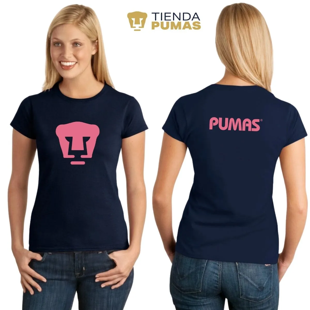 Playera Mujer Pumas UNAM Logo Rosa Vinil