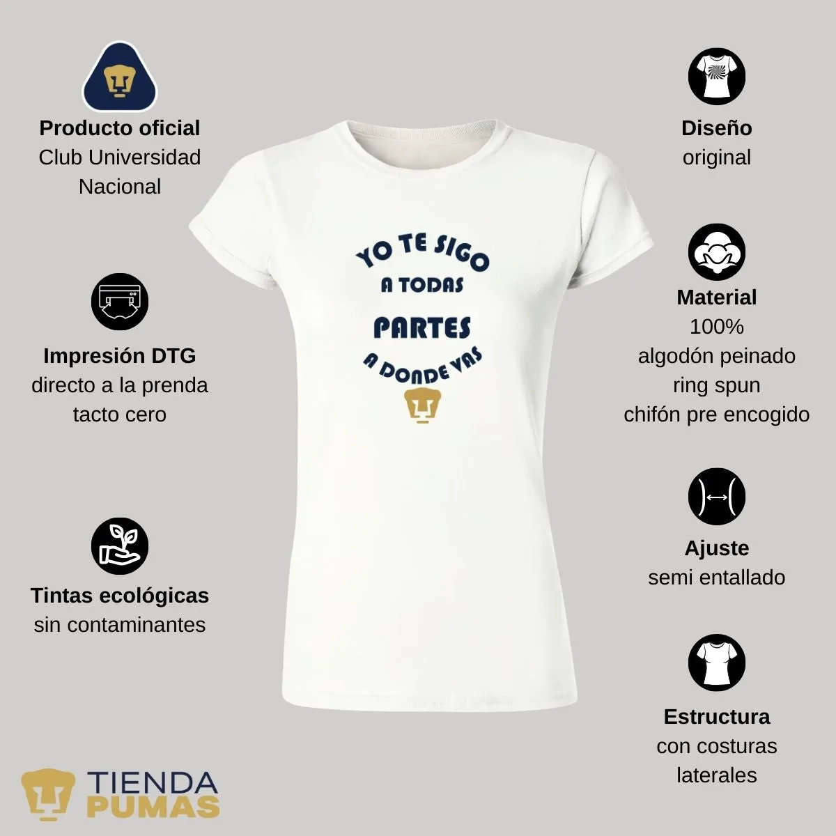 Playera Mujer Pumas UNAM te sigo