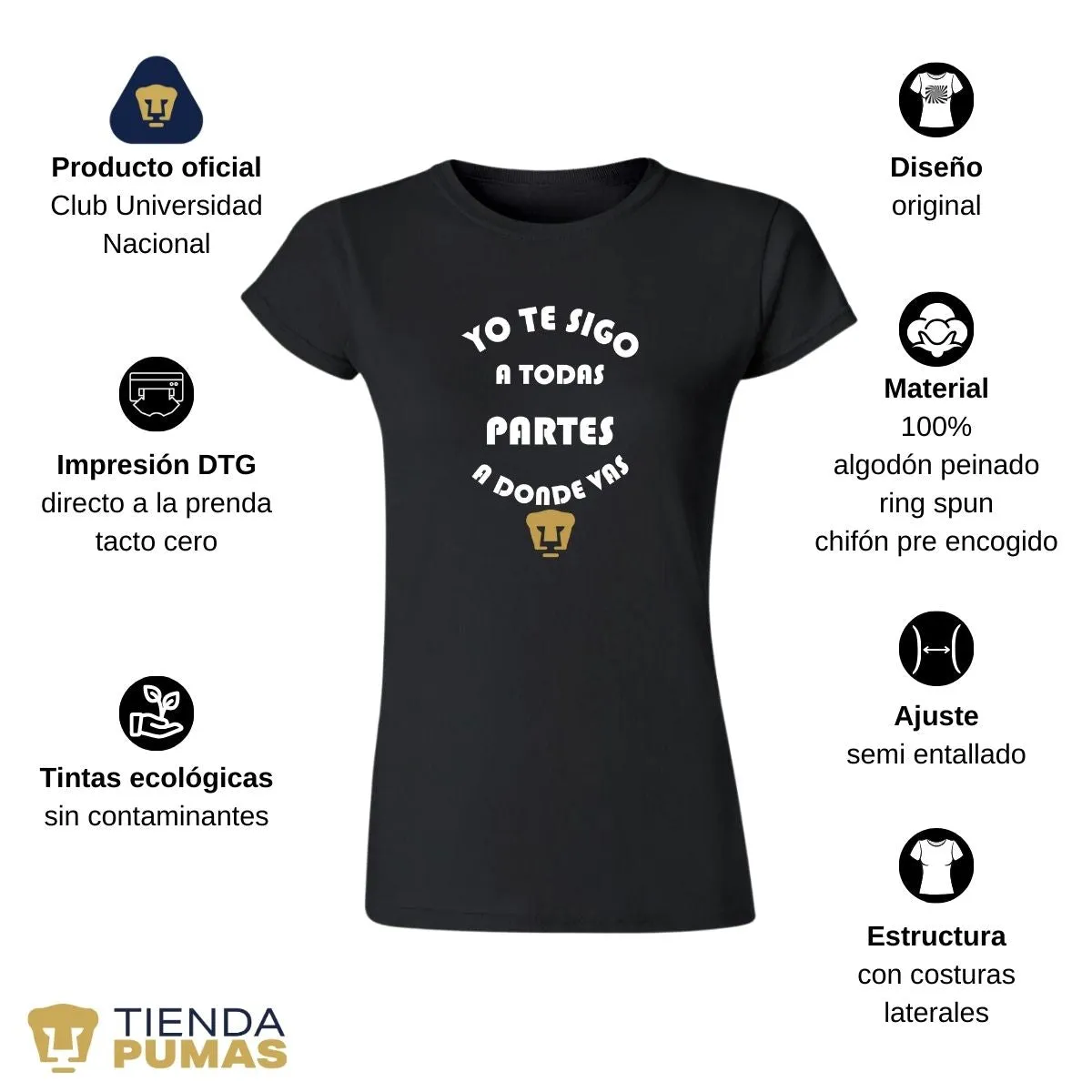 Playera Mujer Pumas UNAM te sigo