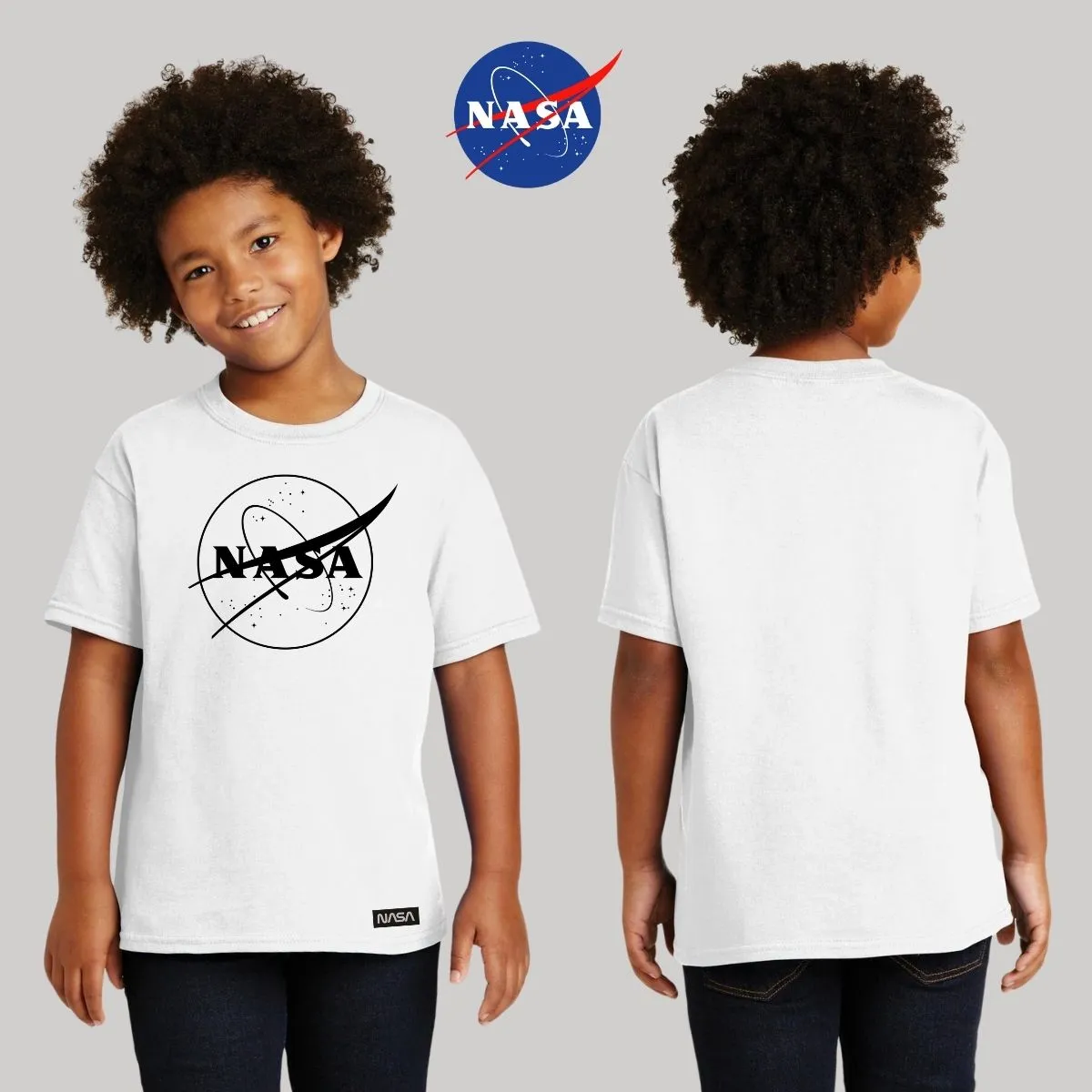 Playera Nios Nasa Monocromático