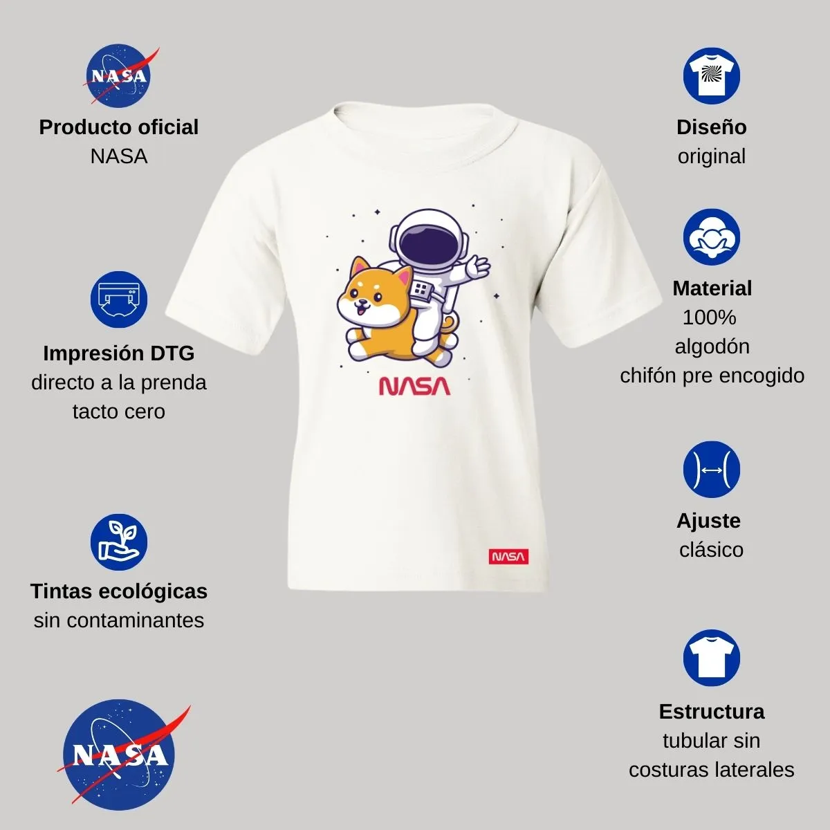 Playera Nios Nasa Perro Astronauta